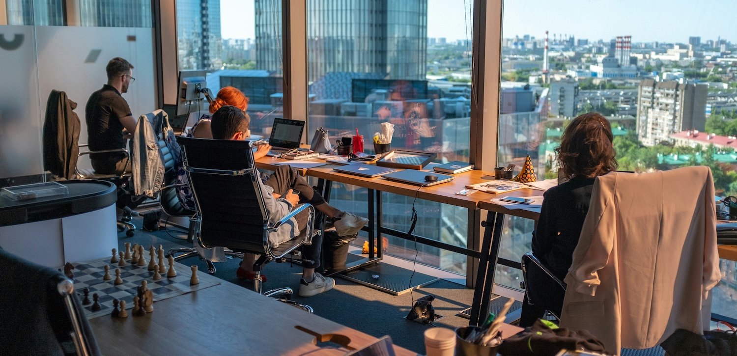 working in office
